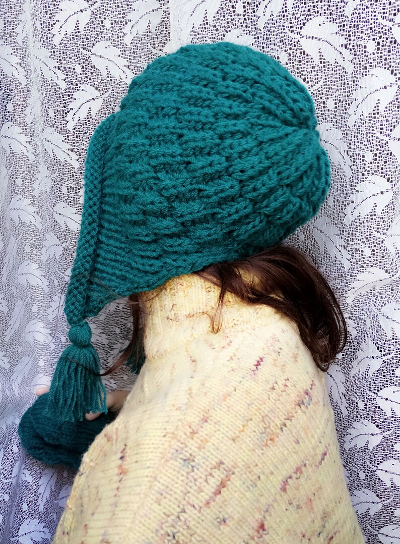 Hand-knitted Women Hat , Winter Wool Knit Retro Hat. Handmade Hat and Mittens knit set. Over 10 colors image 2