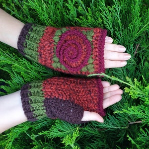 Wool Flower Mittens, Women Boho Mittens, Colorful Flower Gloves, Women Muff, Driving Gloves, Hand Arm Warmers, Embroidered Mittens image 4