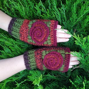 Wool Flower Mittens, Women Boho Mittens, Colorful Flower Gloves, Women Muff, Driving Gloves, Hand Arm Warmers, Embroidered Mittens image 2