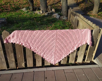 Rose Shawl Wool Alpaca, Triangle Shoulder Wrap, Knitted Shawl Wrap, Triangle Neck Warmer, Gift for Mother, bride shawl