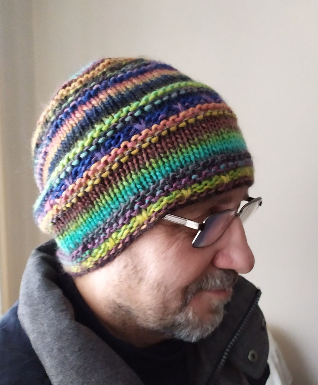 Stripes Hat for Men Winter Men's Hat Handmade Colorful Etsy UK