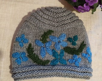 SIIILON 花柄刺繍 ニット帽　パープル ニットキャップ（条件：パープル系）| ファッション通販 タカシマヤ