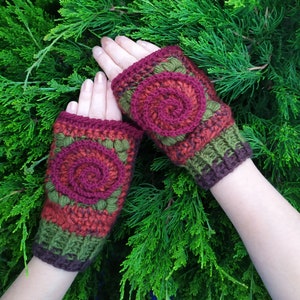 Wool Flower Mittens, Women Boho Mittens, Colorful Flower Gloves, Women Muff, Driving Gloves, Hand Arm Warmers, Embroidered Mittens image 3