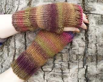 Wool fingerless Mittens, Fingerless flower Gloves, Women Muff, Driving Gloves, Hand Warmers, arm warmers, Winter  Mittens