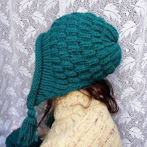 Hand-knitted Women Hat , Winter Wool Knit Retro Hat. Handmade Hat and Mittens knit set. Over 10 colors image 1