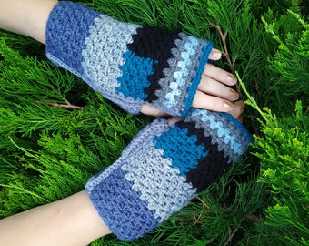 Fingerless Mittens, Fingerless Patchwork Gloves, Women Muff, Driving Gloves, Hand Warmers, Winter Mittens, Wrist warmers, Patchwork Mittens