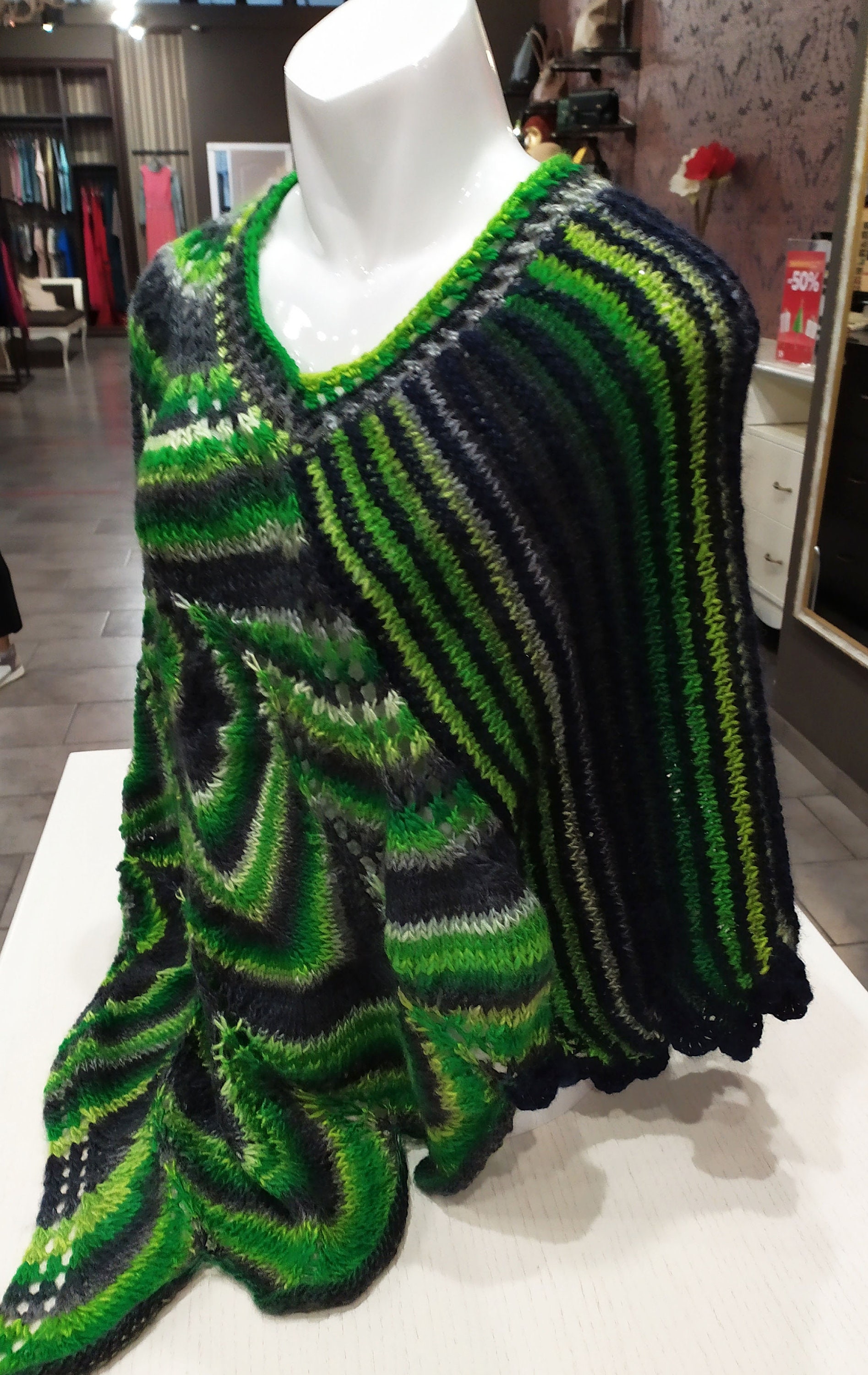 officiel Samle fintælling Women Wool Knit Poncho Boho Style Poncho Inspired Missoni - Etsy