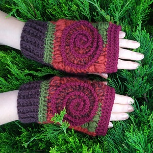 Wool Flower Mittens, Women Boho Mittens, Colorful Flower Gloves, Women Muff, Driving Gloves, Hand Arm Warmers, Embroidered Mittens image 6