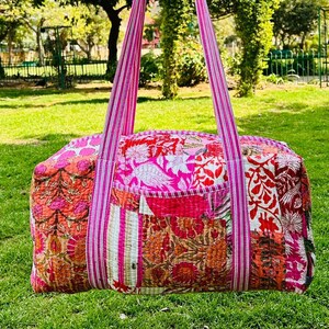 Women's Large Cotton Duffel Bag | Handmade Quilted Weekender Bag | Floral overnight bag| large  Toiletry Bag| Travel Bag, Gift for Girls