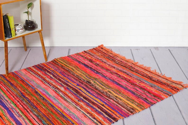 Colorful Chindi Rug Area Rag Rug Home Décor Bohemian Indian Etsy