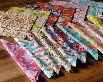 Katoenen servetten met handblokprint, herbruikbare stoffen servetten met bloemen, set van 30