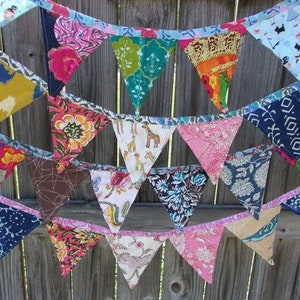 Floral Fabric Bunting Banner: Vintage Style, Bohemian Decor