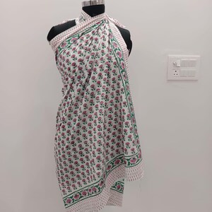 手染めコットンサロン、花柄プリントビーチカバーアップ、ヘッドラップ、パレオ pattern 1
