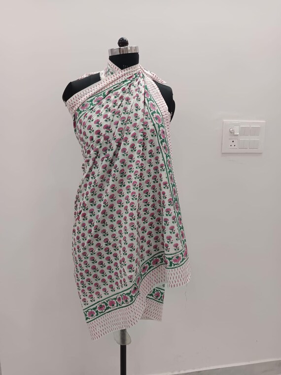Woman stylish hand block cotton sarong/ Neck Head Wrap/ Japanese bikini cover up sarong/