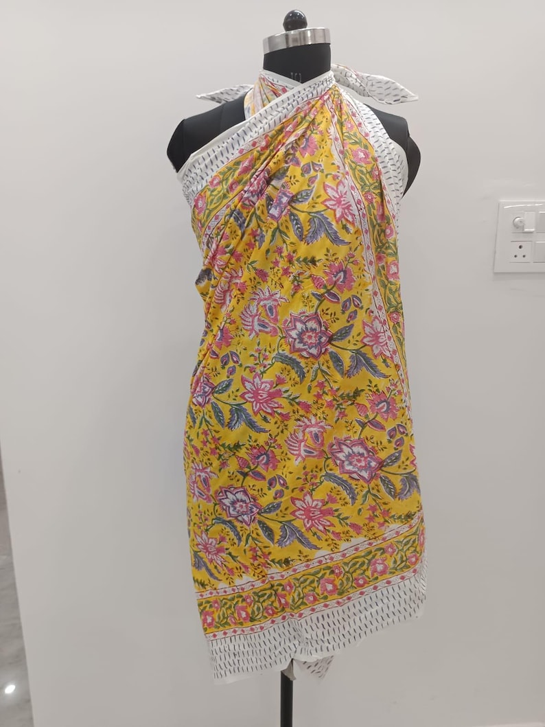 Bawełniany, ręcznie robiony, kwiatowy, miękki i lekki sarong, narzutka na bikini, plażowy sarong, narzutka na ciało, damski szalik, najlepszy prezent dla niej pattern 9
