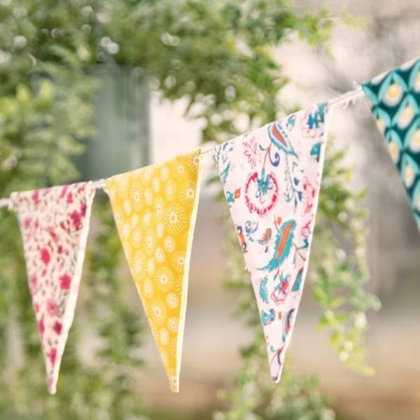 Vintage Fabric Triangle Banner Etsy