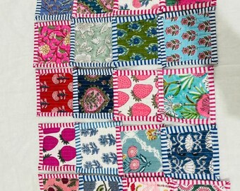 Quilted Fabric Coasters, Reversible Washable Mug Rug, Housewarming gift, Coffee table décor,