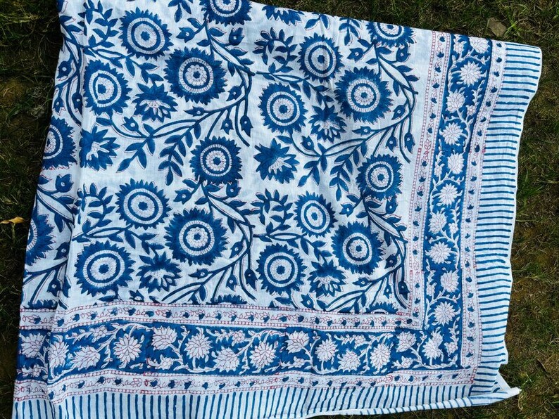Hand Block Print Cotton Sarong Colorful Cotton Beach Sarong Soft Voile