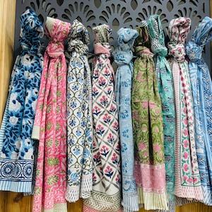 100% Cotton Hand Block Print Sarong: Bohemian Beach Cover-up, Lightweight Pareo, Resort Wear image 1