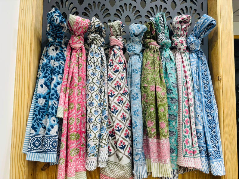 100% Cotton Hand Block Print Sarong: Bohemian Beach Cover-up, Lightweight Pareo, Resort Wear image 1