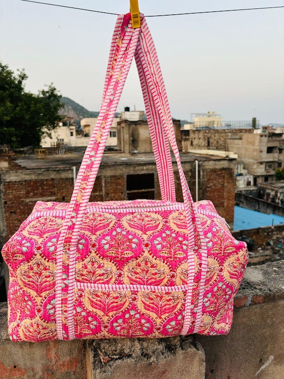 Grandi borsoni da fine settimana in cotone Borsa da viaggio da donna in tessuto trapuntato Borse