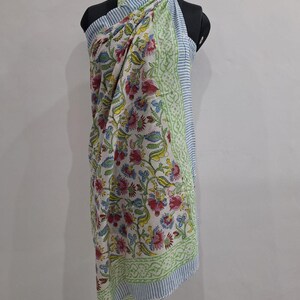 手染めコットンサロン、花柄プリントビーチカバーアップ、ヘッドラップ、パレオ pattern 17