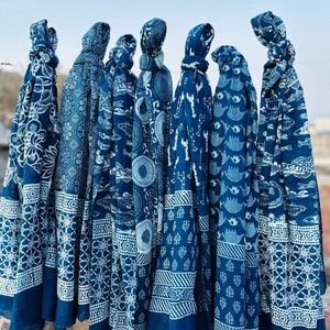 Indigo Blue Printed Beach Sarong  100% Cotton Soft Voile Fabric beach wrap,Block Print Scarf  Summer Beach Pareo ,Gift for her
