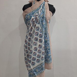 手染めコットンサロン、花柄プリントビーチカバーアップ、ヘッドラップ、パレオ pattern 20