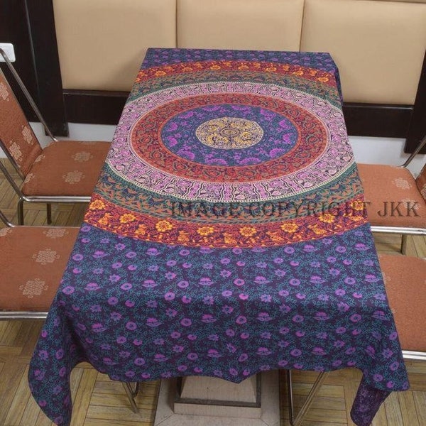 Indian Bohemian Mandala Tablecloth Boho Retro Rectangle Table Cover Decorative Table Cloth Indoor/Outdoor Kitchen Living room Tablecloth