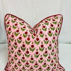 Block Print Boho Cushion Cover With Piping Handmade Cotton Bed Throw Pillows,bohemian pillow cushion cover vintage home decor Piping cushion