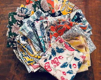 Small & Large Handkerchief Women, 100%  Cotton Fabric Ladies hankies gift for her Reusable Cotton Tissues Zero Waste handkerchiefs Gift MOM