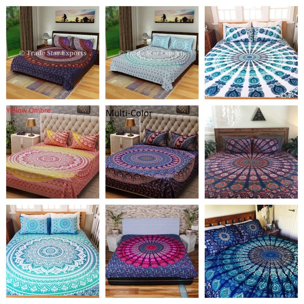 bohemian Bedding Set boho Cotton Sheet Sets Indian Mandala Bedding Cover Bedspread Sets Boho Sheets Bed Sheet With Pillow Cover
