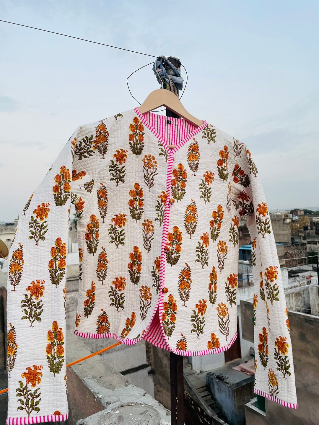 ameri 織り込ま vintage INDIA BLOCK PRINT JACKET