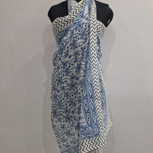 手染めコットンサロン、花柄プリントビーチカバーアップ、ヘッドラップ、パレオ pattern 19