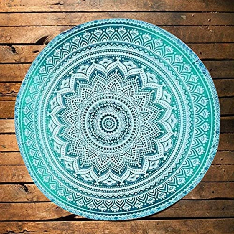 Round Table Cover Bohemian Soft Sage Green Cotton Fabric Table Etsy