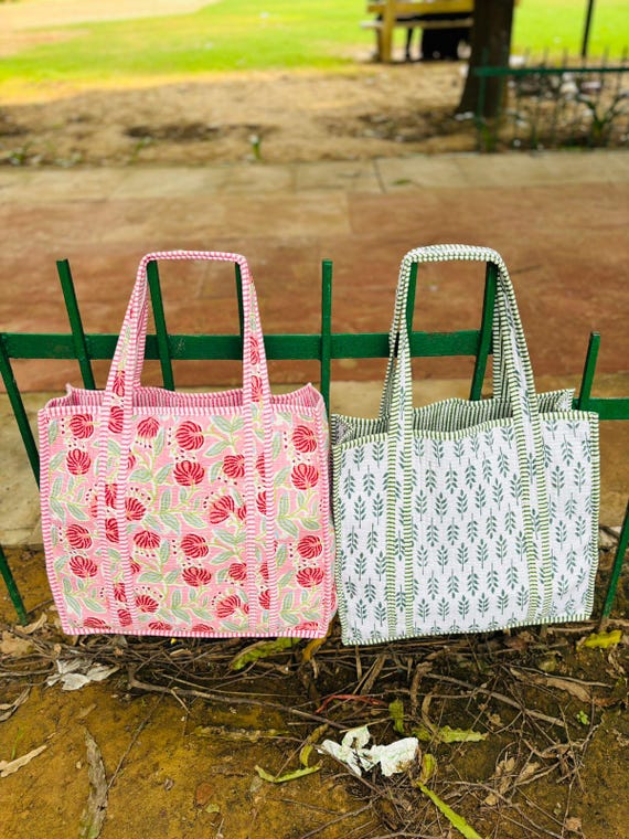 Vintage Floral Quilted Shoulder Tote Bag Reversible Large Block Print Shopping Handmade Bags Eco Friendly School Tote Bag Gift for Her Etsy Ireland
