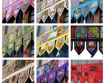 Vintage Colorful door Hanging Indian toran Handmade door valance window Decor Curtain Boho wall hanging hippie home Decor patchwork Toran