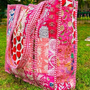 Vintage Rosa Patches Quilted Tragetasche, Block-Print gesteppter Stoff Tragetasche, handgemachte süße Schulter Tragetasche, Frau Tragetasche Geschenk !!