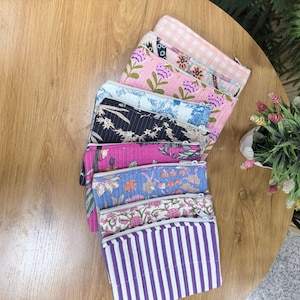 Handmade Quilted Cotton Floral Printed Laptop Sleeve: Laptop Cover A unique boho gift for her Zipper Closure, Laptop Carry Bag