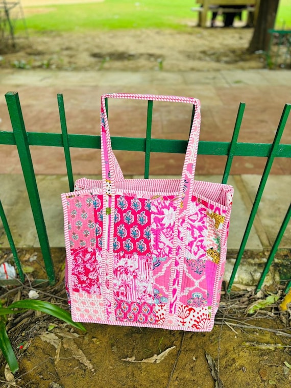 Rajasthani print Hand Stitched Kantha Cotton Market Bag XL Rajasthani print Hand Stitched Kantha Cotton Market Bag XL