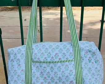 Grands sacs de voyage en coton | de voyage pour femme en tissu matelassé | Sacs de plage réutilisables pour la nuit | Sac pour bagage à main imprimé, cadeaux de vacances