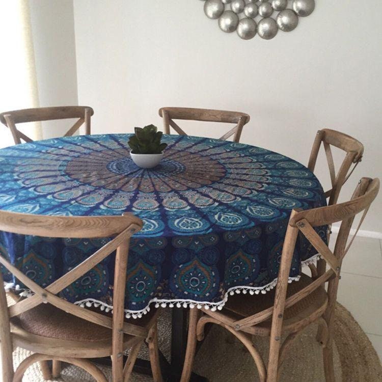 Table Cloth Round TableCloth Boho Cotton Fabric Table Cover Etsy