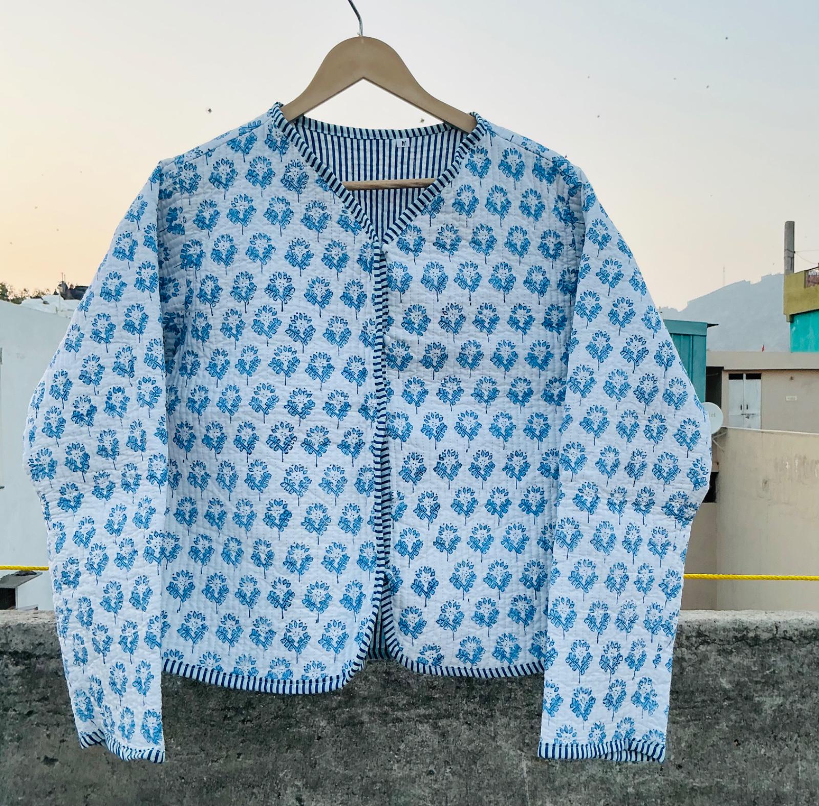 Handmade Indian Quilted Women Jacket Bohemian Cotton Floral