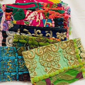 vintage embroidery patchwork boho swatches indian sari bohemian quilting scarps, embellishments, slow stitching, journal collage crafts