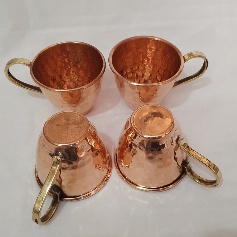 Indian handmade copper tea cups With Costar Copper Serving Etsy