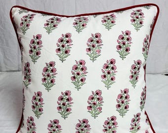 Indischer Block Print Baumwolle Kissenbezug, Floral Home Decor Kissen, Wohnzimmer Akzent