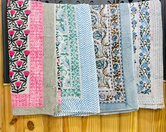 Katoenen sarong met bloemenprint Indiase hand blokprint strand sarongs zachte voile stof zomer pareo cadeau voor haar, mix & match wikkel sjaal