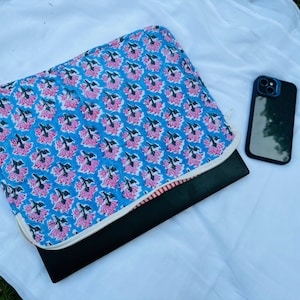 Laptop sleeve for MacBook Pro 13-14 inches | Hand printed Quilted cotton 13&quot; Laptop case | Laptop sleeve | Computer Case for MacBook Air