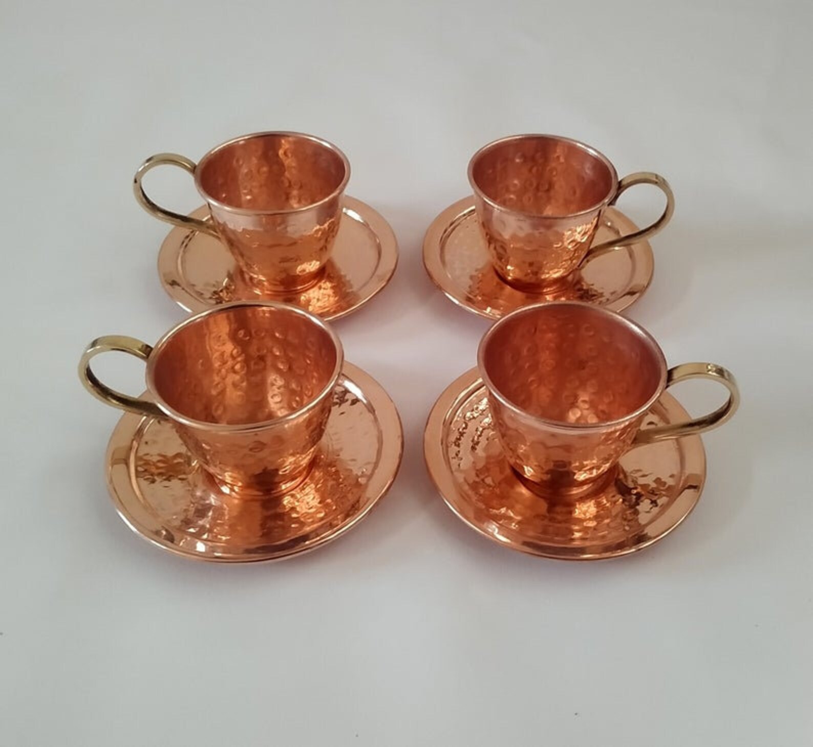 Indian handmade copper tea cups With Costar Copper Serving Etsy