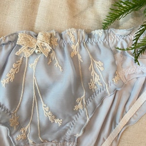 M3 | Silky Floral Embroidered Panty Milk Fiber Flutter Ruffle Panty Frilly Panty Japanese Kawaii Lingerie Underwear